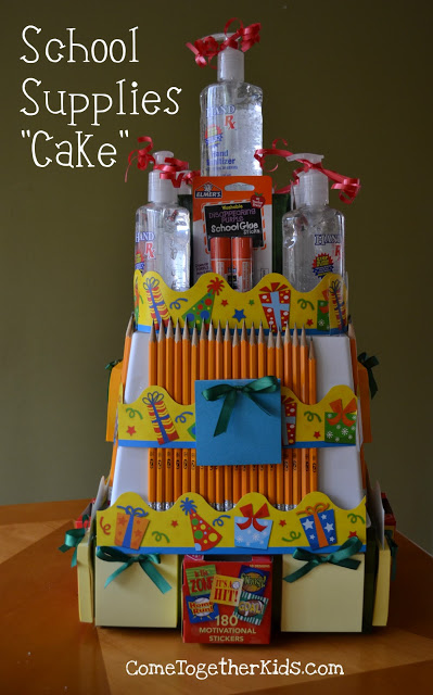 school supplies cake