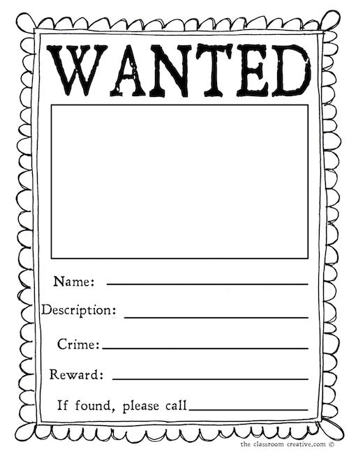 wanted poster coloring pages - photo #3