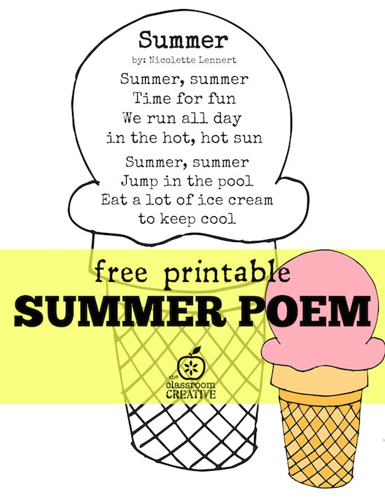 for Summer word Free sight and Printable Kindergarten, printable First  Preschool, Poem poetry